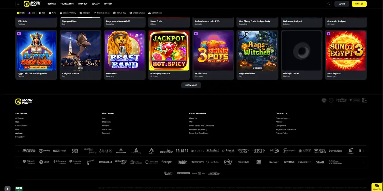 moonwin casino games